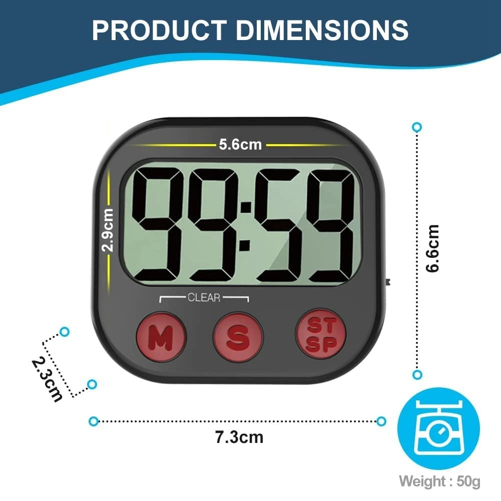 Life & Living Co. Digital Kitchen Timer with Large LCD Display – Magnetic Backing, Countdown & Stopwatch Modes