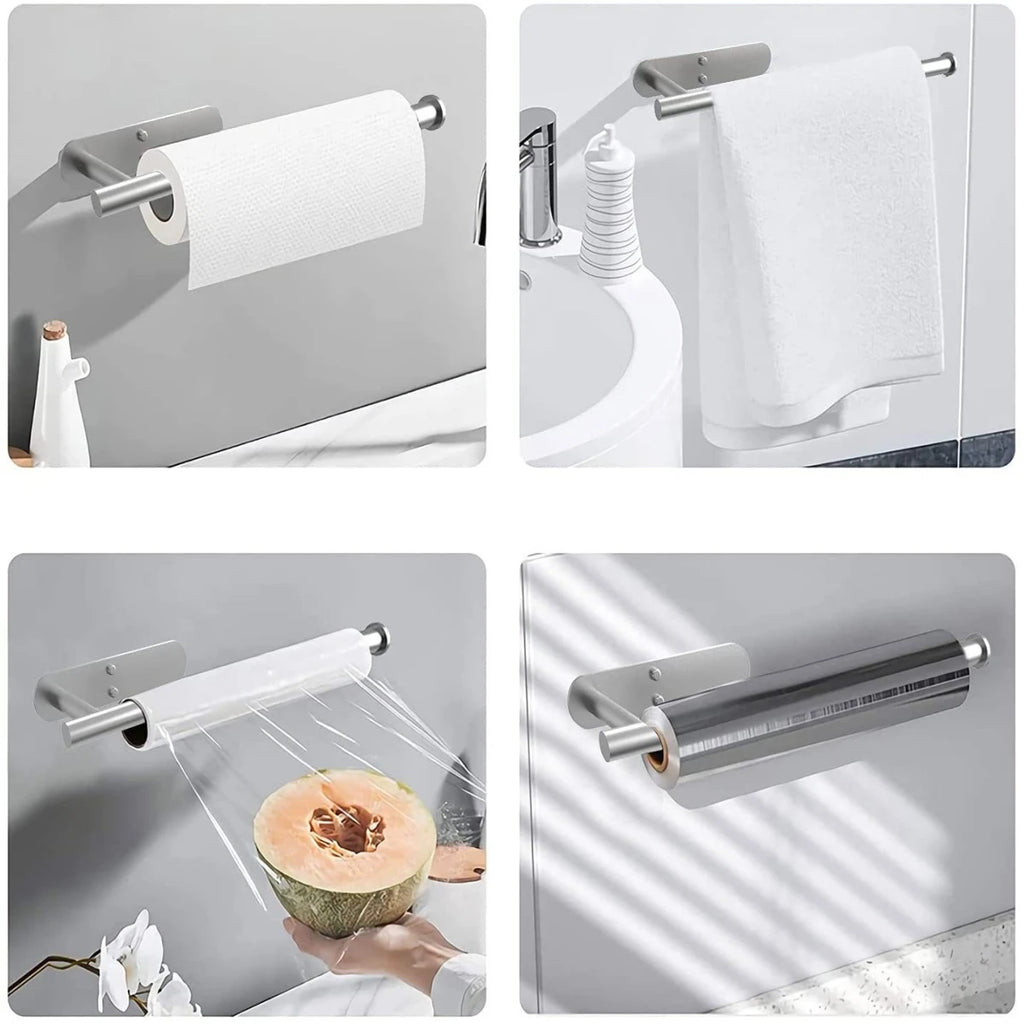 Life & Living Co. Adhesive Paper Towel Holder – No-Drill Wall Mount, Available in Black, Silver & Gold