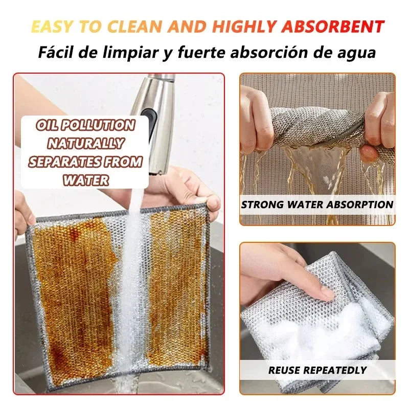 Life & Living Co. Reusable Steel Wire Dish Scrubber Pads – Oil-Repellent, Heavy-Duty Cleaning for Pots & Pans
