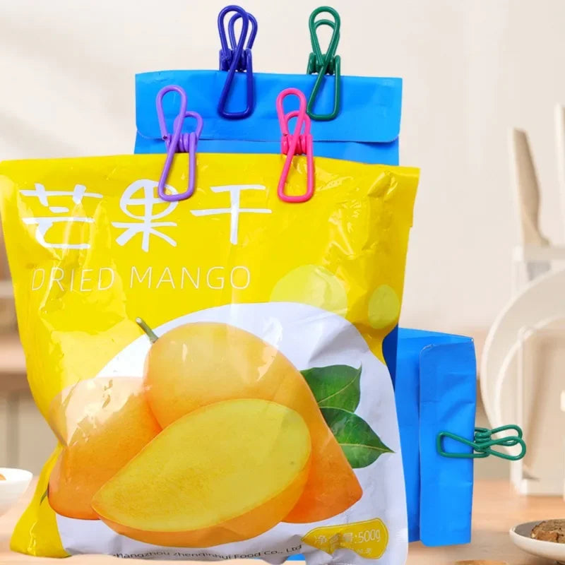 Life & Living Co. Colorful Metal Food Sealing Clips – Reusable Stainless Steel Bag Clips for Food Freshness