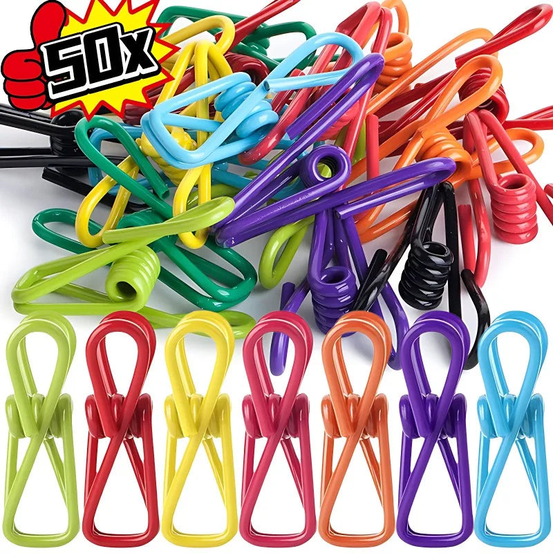 Life & Living Co. Colorful Metal Food Sealing Clips – Reusable Stainless Steel Bag Clips for Food Freshness