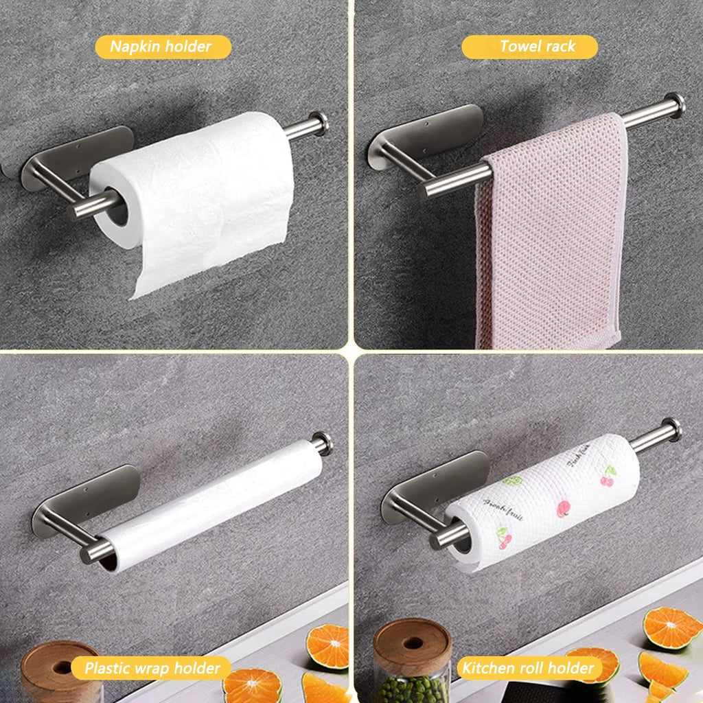Life & Living Co. Adhesive Paper Towel Holder – No-Drill Wall Mount, Available in Black, Silver & Gold