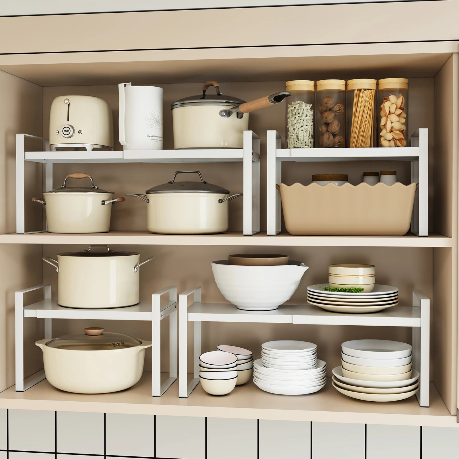 Life & Living Co. Extendable Under-Sink Storage Rack – Adjustable Metal Organizer for Kitchen & Bathroom Cabinets