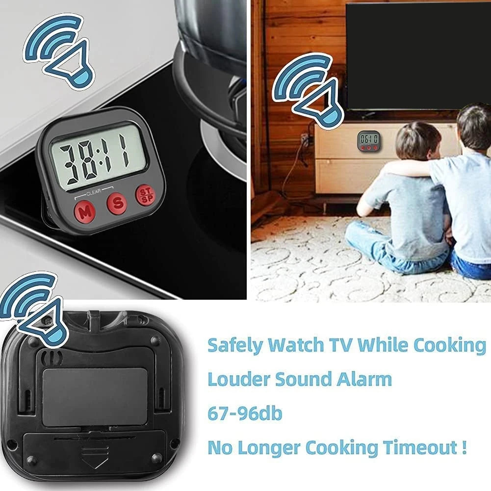 Life & Living Co. Digital Kitchen Timer with Large LCD Display – Magnetic Backing, Countdown & Stopwatch Modes