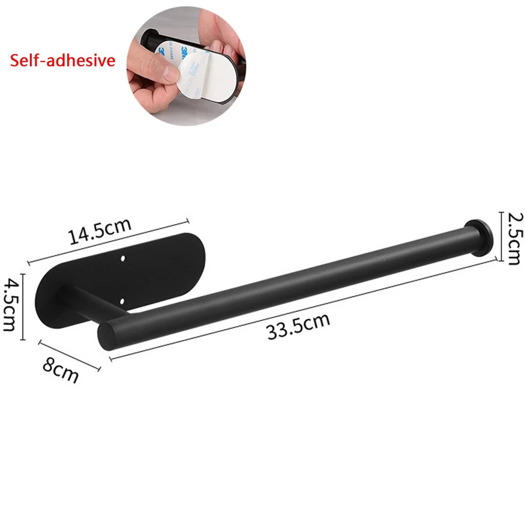 Life & Living Co. Adhesive Paper Towel Holder – No-Drill Wall Mount, Available in Black, Silver & Gold