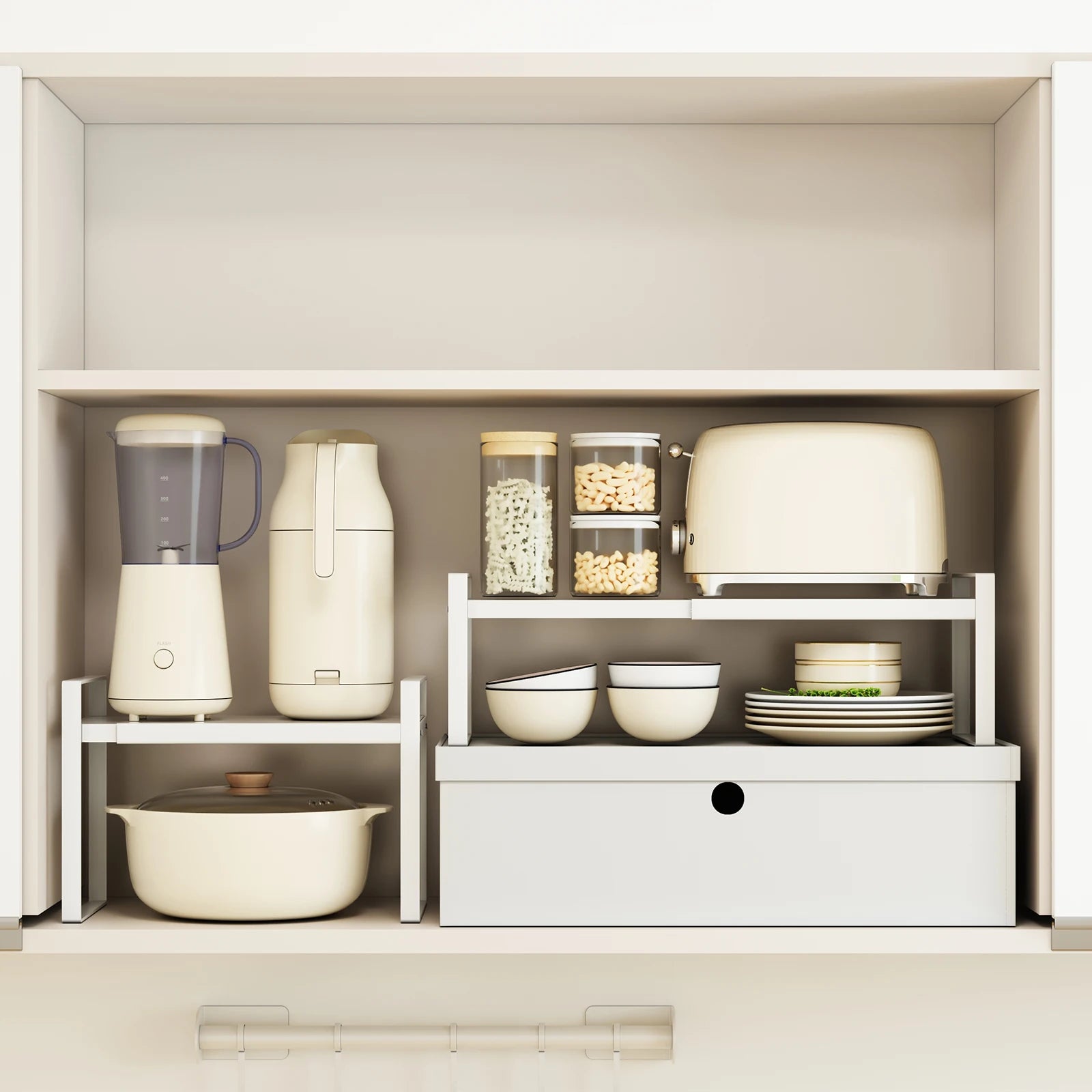 Life & Living Co. Extendable Under-Sink Storage Rack – Adjustable Metal Organizer for Kitchen & Bathroom Cabinets