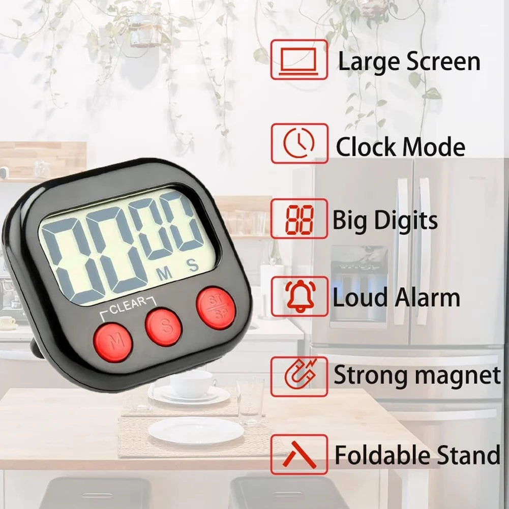 Life & Living Co. Digital Kitchen Timer with Large LCD Display – Magnetic Backing, Countdown & Stopwatch Modes