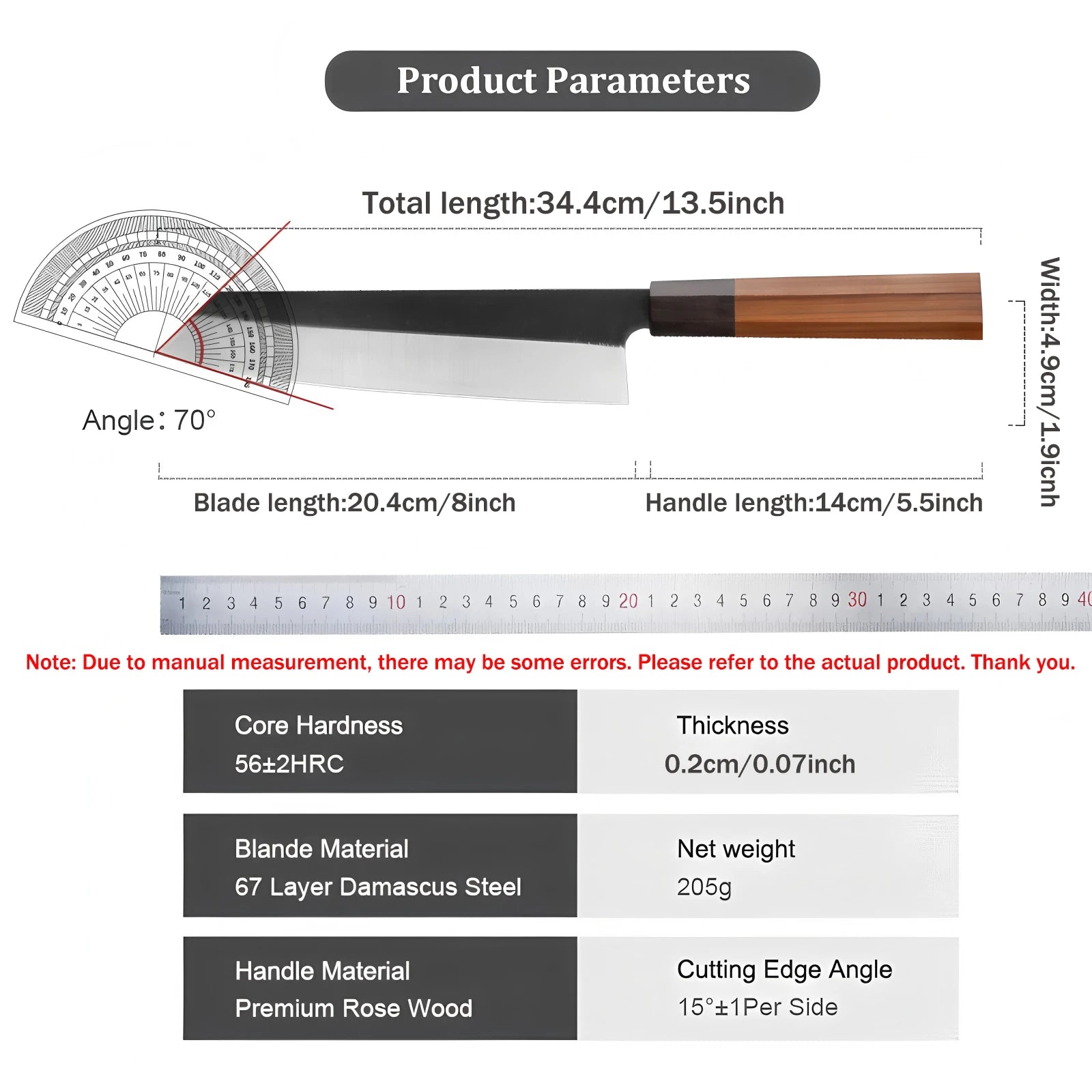 Life & Living Co. Kiritsuke Chef's Knife – Japanese-Inspired Multipurpose Kitchen Knife for Meat, Fish & Vegetables