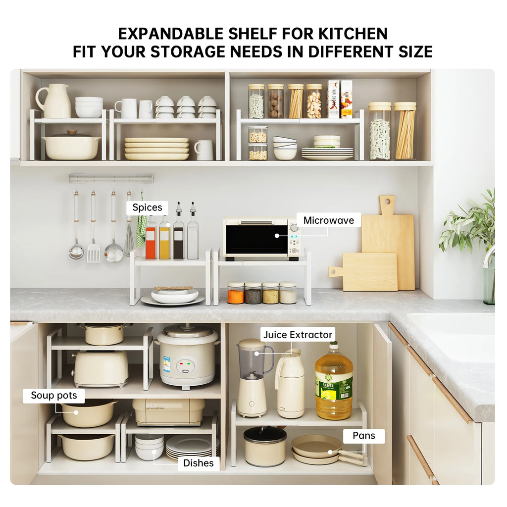 Life & Living Co. Extendable Under-Sink Storage Rack – Adjustable Metal Organizer for Kitchen & Bathroom Cabinets