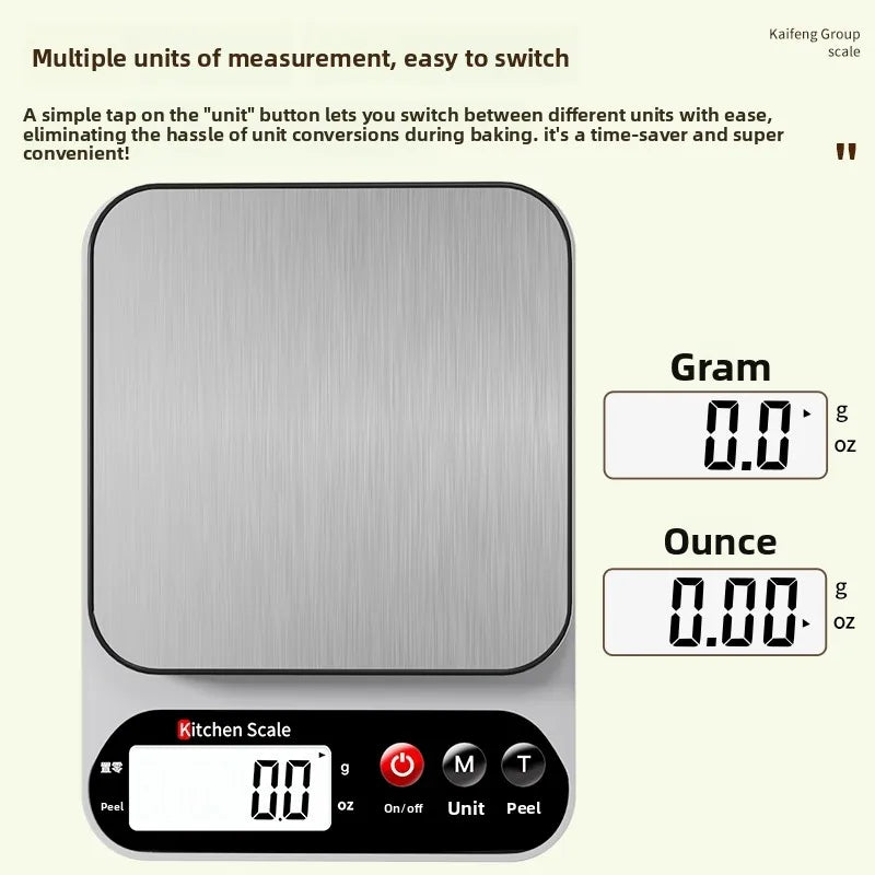 Life & Living Co. High-Precision Digital Kitchen Food Scale – 10kg Capacity, Battery & USB Charging Models