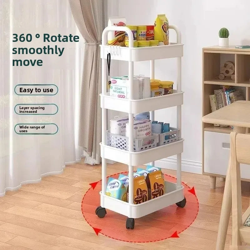 Life & Living Co. 5-Layer Mobile Storage Trolley – Rolling Kitchen & Pantry Cart in Black or White