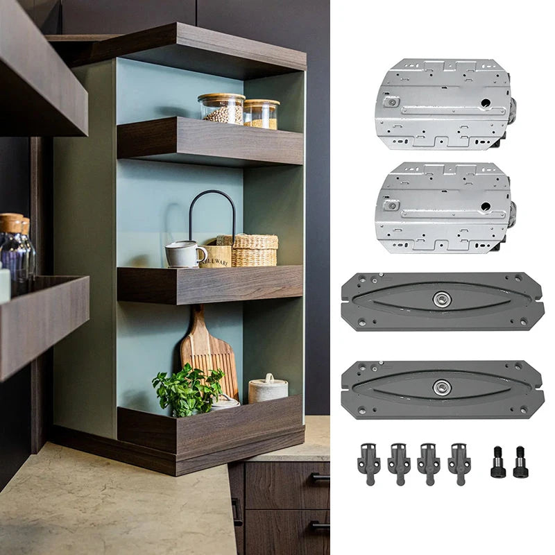 Life & Living Co. 360° Rotating Corner Storage Shelf – Adjustable Freestanding Lazy Susan Cabinet Organizer