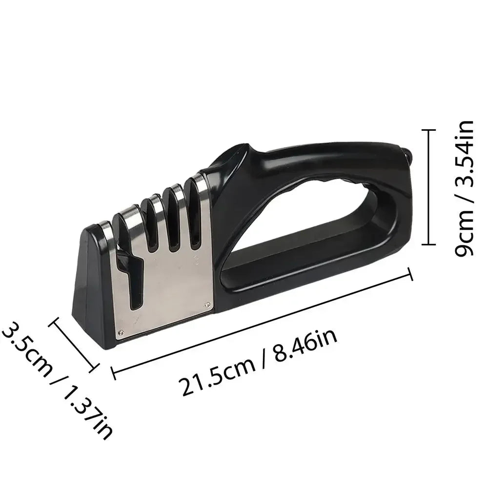 Life & Living Co. 4-Stage Knife Sharpener – Handheld Non-Slip Sharpener for Kitchen Knives