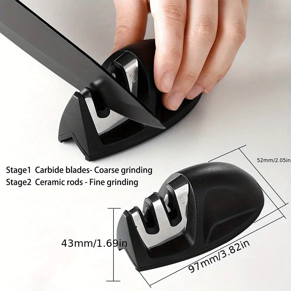 Life & Living Co. 7-Piece Black Stainless Steel Knife Set with Holder – Rust-Proof Complete Kitchen Knife Block Set