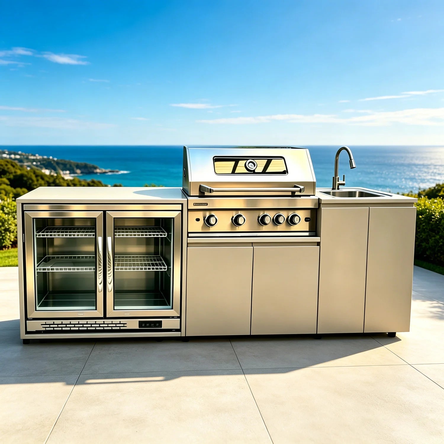 Life & Living Co. Mobile Outdoor Kitchen Unit with Sink – Rolling Portable Cooking Station for Entertaining