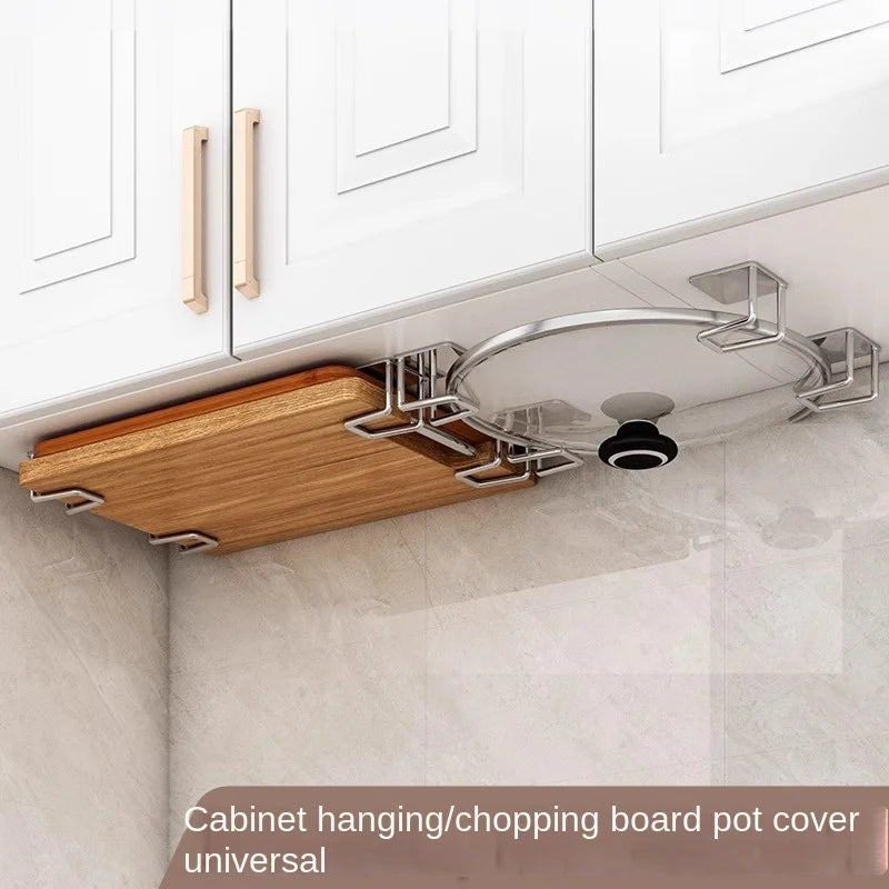 Life & Living Co. Wall Mounted Stainless Steel Storage Rack – Kitchen Organizer for Pot Lids, Cutting Boards & Utensils