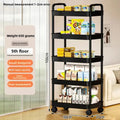 Life & Living Co. 5-Layer Mobile Storage Trolley – Rolling Kitchen & Pantry Cart in Black or White