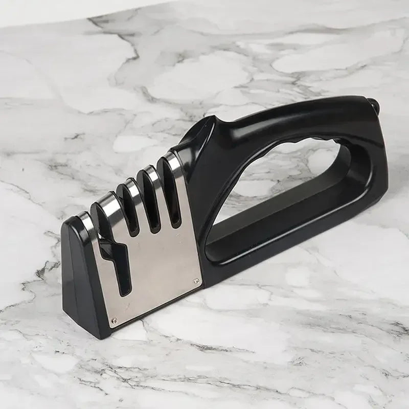 Life & Living Co. 4-Stage Knife Sharpener – Handheld Non-Slip Sharpener for Kitchen Knives