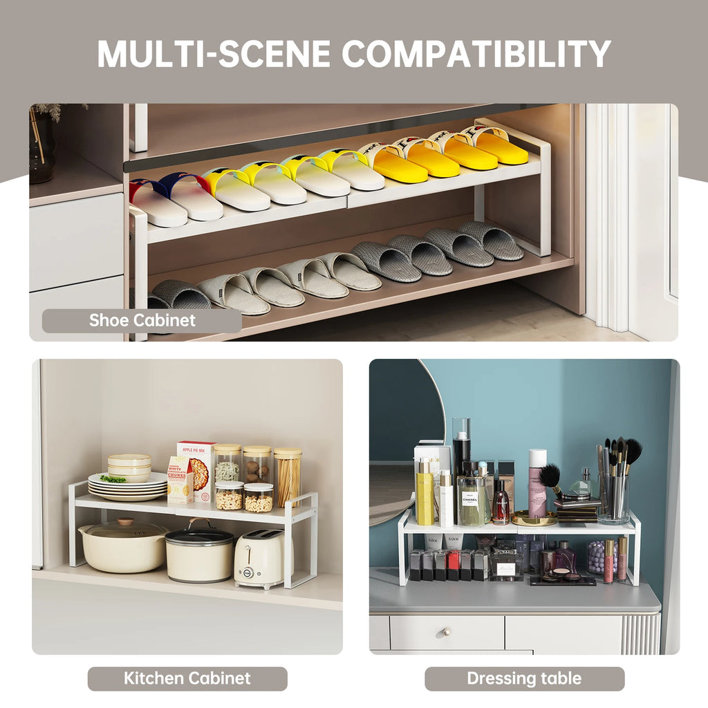Life & Living Co. Extendable Under-Sink Storage Rack – Adjustable Metal Organizer for Kitchen & Bathroom Cabinets