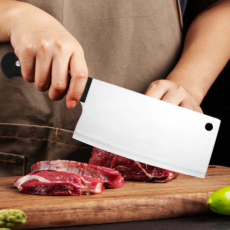 Life & Living Co. Professional Chinese Butcher Cleaver – 3Cr13Mov Stainless Steel Heavy-Duty Kitchen Cleaver