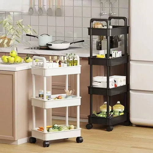 Life & Living Co. 5-Layer Mobile Storage Trolley – Rolling Kitchen & Pantry Cart in Black or White