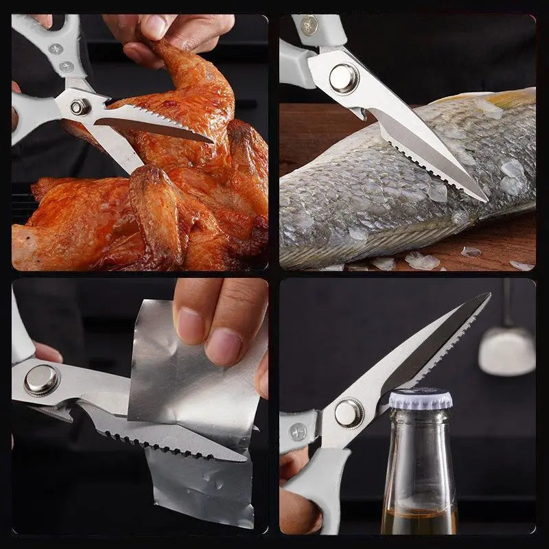Life & Living Co. Heavy-Duty Stainless Steel Kitchen Scissors – Multi-Purpose Shears for Meat, Poultry, Herbs & More