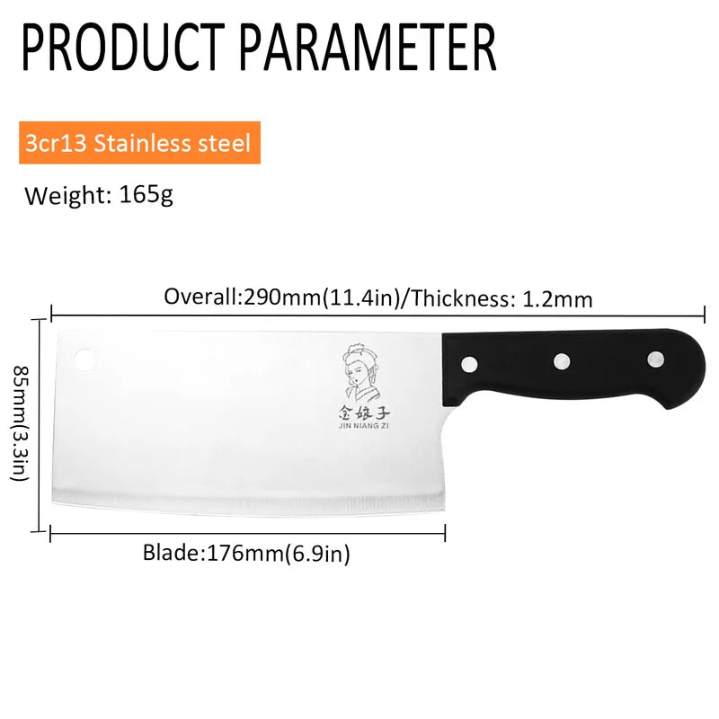 Life & Living Co. Professional Chinese Butcher Cleaver – 3Cr13Mov Stainless Steel Heavy-Duty Kitchen Cleaver