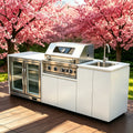 Life & Living Co. Mobile Outdoor Kitchen Unit with Sink – Rolling Portable Cooking Station for Entertaining