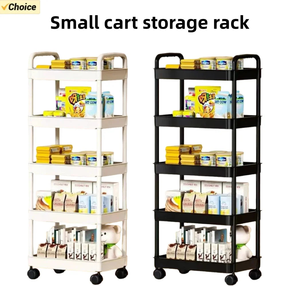 Life & Living Co. 5-Layer Mobile Storage Trolley – Rolling Kitchen & Pantry Cart in Black or White